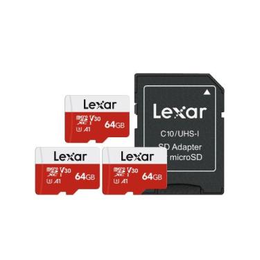 Imagem de Cartão Micro SD Lexar E-Series 64GB, pacote com 3 adaptadores
