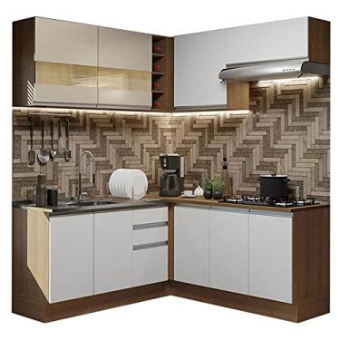 Imagem de Cozinha Completa de Canto Madesa Glamy 349001 com Armário e Balcão (sem Tampo e Pia) - Rustic/branco/crema