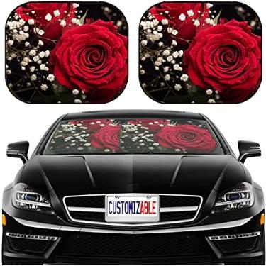 Imagem de MSD Para-sol para carro Para-brisa Guarda-sol Universal Fit 2 Pack, Block Sun Glare, UV e calor, protege o interior do carro, ID da imagem: 21729893 Uma foto de close-up de uma linda rosa vermelha com