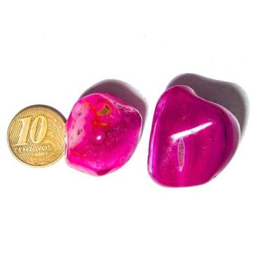 Imagem de 02 Ágata Rosa Rolado Pedra Natural G 30 a 45mm Classe A - CristaisdeCu