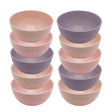 Imagem de Jogo 10 Bowl de Bambu Ecológico Resistente Não Quebra Bege Lines Tigel