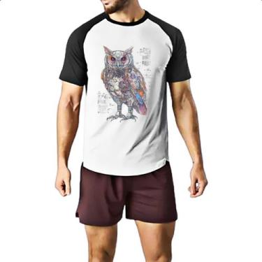 Imagem de Camiseta Raglan Coruja Mecanica Interna Cyberpunk - Alearts, GG