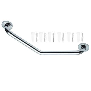 Imagem de Barra Alça De Apoio Angular Inox 25cm Acessibilidade Idoso Gestante Box Banheiro Vaso Previne Queda