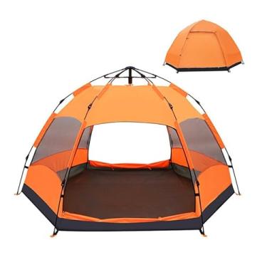 Imagem de Barraca de Camping Automática Hexagonal, 5-8 Pessoas, Impermeável, Laranja