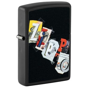 Imagem de Zippo Isqueiro de bolso preto fosco com design de corte e colar