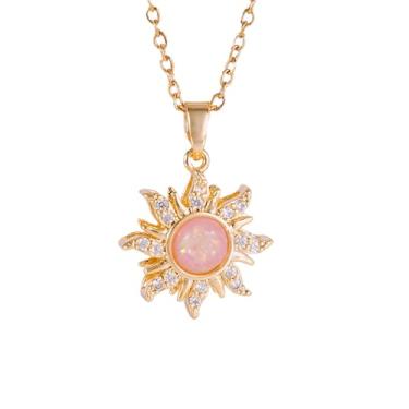 Imagem de Atiptu Colar Rapunz Sun para mulheres, colares de sol de ouro, colar com pingente de opala e colar emaranhado para acessórios de fantasia, bijuteria de Halloween, Large, Metal, Sem Pedra Preciosa