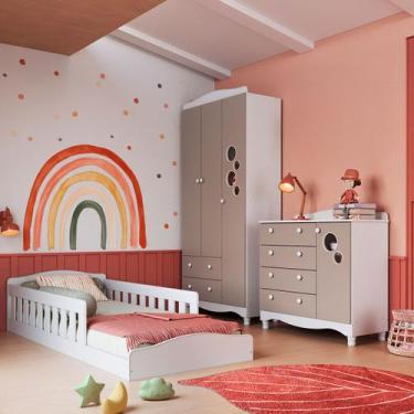 Imagem de Quarto Infantil Completo Aquarela 4 Portas 6 Gavetas Branco/Cinnamon -