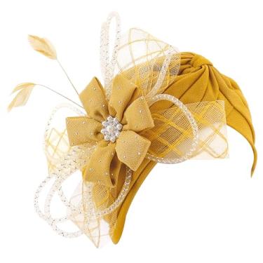 Imagem de Surkat Touca de quimioterapia com flor brilhante turbante cintilante, touca para cabelo, Malha amarela, tamanho �nico