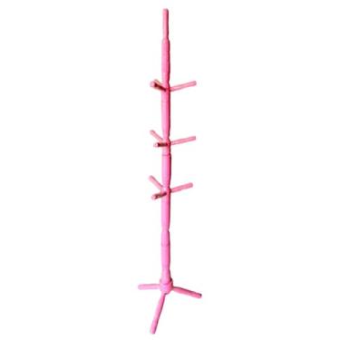 Imagem de Cabideiro Mancebo Arara De Roupas 10 Ganchos Em Madeira Cabide Organizador De Roupa(Rosa)