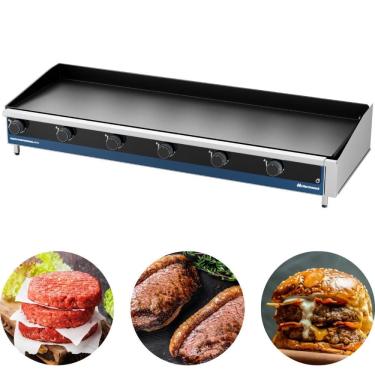 Imagem de Chapa Profissional A Gás 6 Queimadores 8mm Inox 150x50 Marchesoni