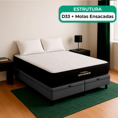 Imagem de Cama Box Baú King e Colchão Orthopedic D33 V-Store