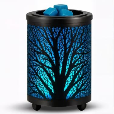Imagem de Leyoue - Aquecedor elétrico de cera para derreter PTC com 7 cores LED em mudança, aquecedor de cera, aquecedor de fragrância, para presentes e decoração de escritório em casa (floresta preta)
