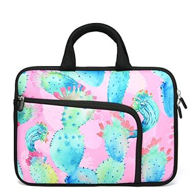 Imagem de Bolsa para laptop 14 15 15,4 15,4 15,6 polegadas capa protetora de computador bolsa de neoprene capa de transporte macia com bolsos extras para Dell Lenovo HP Chromebook (cacto colorido)