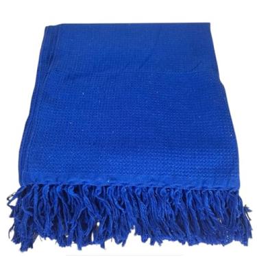 Imagem de Manta Casal Safira Cama Decoração Sofá em Algodão Cor Azul