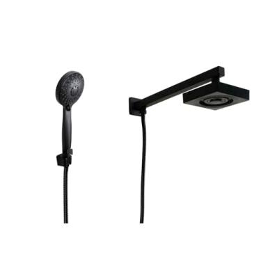 Imagem de Ducha Black AutoLimpante ABS Quadrada com Ducha Manual Redonda