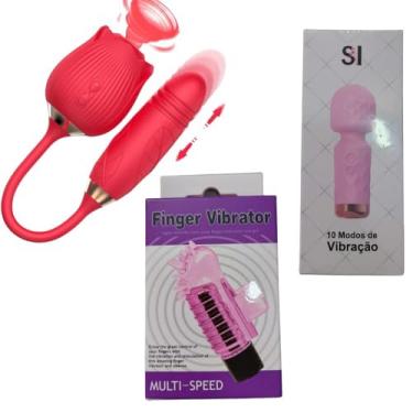 Imagem de Kit Sensações Inovadoras: Estimulador com Controle por Aplicativo + Vibrador Bullet Recarregável + Massageador de Sucção com Vibração