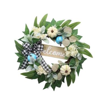 Imagem de IEUDNS Guirlanda de eucalipto artificial, guirlanda de folhagens, floral, decoração suspensa com placa de boas-vindas para decoração de parede de casamento