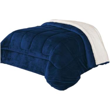Imagem de Cobertor CASAL GROSSO FOFÃO 2,40x2,20 lã de ovelha Manta quente Cobertas Sherpa Edredom Coberdrom(AZUL MARINHO)