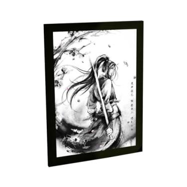 Imagem de Quadro Decorativo Anime Samurai Ilustração Nankim Decoração Poster Quarto Sala