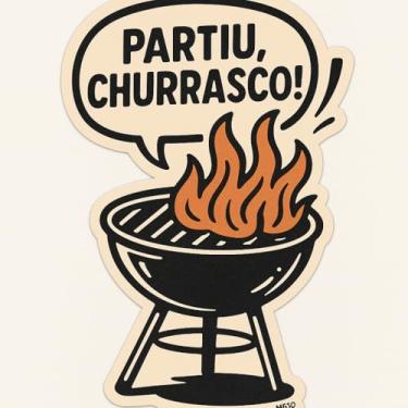 Imagem de Adesivo Carro/Moto 'Partiu, Churrasco!' Estilo Retrô