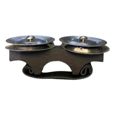 Imagem de menolana Pandeiro de dedo, chocalho de dedo, pandeiro de mão, sino, instrumento de percussão manual para concertos, bandas ao vivo, prática, Preto