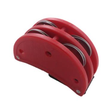 Imagem de Milageto Tamborim de pé com sinos de metal Percussão para instrumento de bandolim, Vermelho