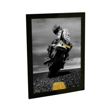 Imagem de Quadro Decorativo Moto Corrida Esportiva Foto Preto Branco Decoração Poster Quarto Sala