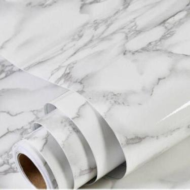 Imagem de Papel de Parede Adesivo Mármore Cinza PVC 5 Metros x 60cm - TOP RIO