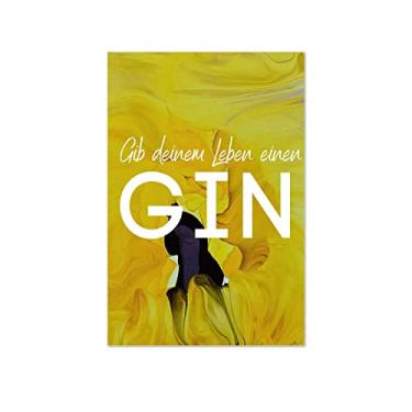 Imagem de GIN Life - Póster de imagem tipografia que diz escrita itálica, barra de gin, cozinha, tela divertida para decoração de casa, 16 x 24 polegadas, moldura de madeira