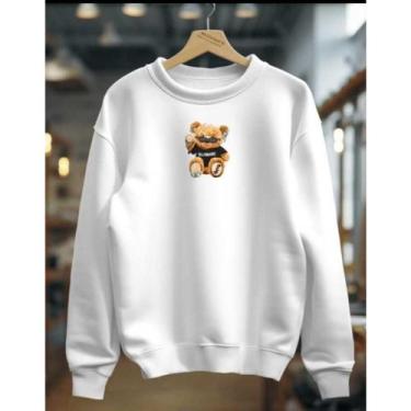 Imagem de Moletom Careca Gola Redonda Unissex Masculino e Feminino Flanelado Blu