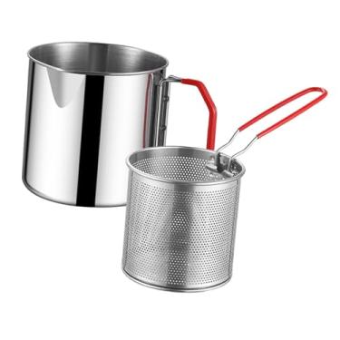 Imagem de WeiLaiKeQi Fritadeira com cesto coador, frigideira multifuncional, utensílios de cozinha, acessórios de cozinha resistentes para uso doméstico, aço inoxidável, Style a Basket