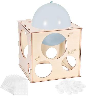 Imagem de Pllieay Caixa de cubo dobrável de madeira com 14 tamanhos para decorações de balões, arcos de balão, colunas de balões