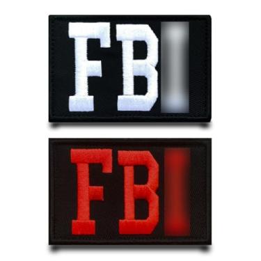 Imagem de 2 peças Emblema de bandeira do FBI bordado tático engraçado aplique de gancho e laço aplique militar para jaqueta, chapéus, mochilas, colete, bolsas, roupas, jeans, bonés
