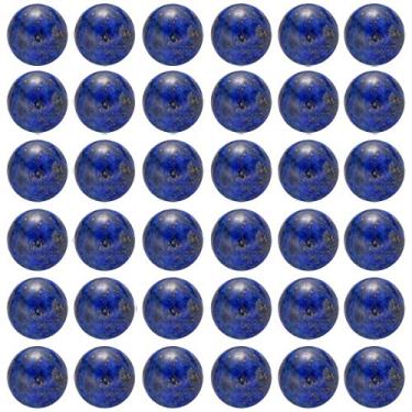 Imagem de Contas de pedra natural, 100 peças, 8 mm, lapis lazúli, redondo, pedra genuína, contas soltas, tamanho 1 mm, contas lisas para pulseiras, colares, brincos (Lapis Lazuli)