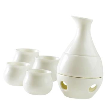 Imagem de IEUDNS Conjunto de saquê de cerâmica com aquecedor de porcelana tradicional, garrafa de saquê de cerâmica com 4 xícaras de para restaurante, chá da tarde em
