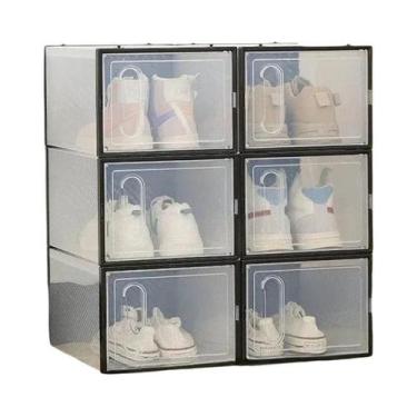 Imagem de Caixa De Sapatos De Plástico Transparente Empilhável Grande, Armário D
