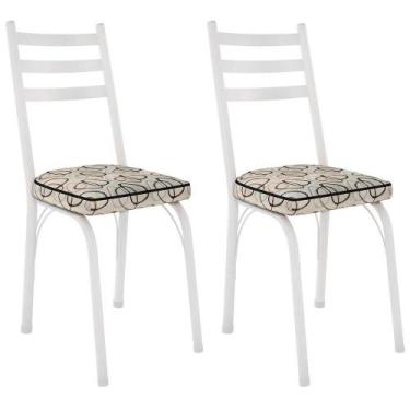 Imagem de Kit 2 Cadeiras Para Cozinha Tubular D-13 Nara De Aço Branco/cedro - AR