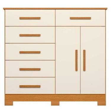 Imagem de Cômoda Sapateira Mandarim 6 Gavetas 2 Portas Mdp Cinamomo Off White - 