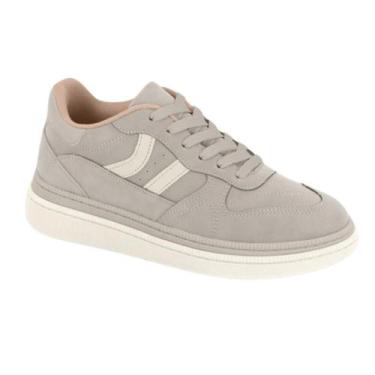 Imagem de Tenis Feminino Nobuck Cano Curto Cadarço Moleca 5816101, Cinza, Branco
