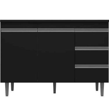 Imagem de Balcão De Pia 100 Cm Adriana 2 Portas 3 Gavetas Preto - AJL MÓVEIS