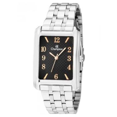 Imagem de Relógio CHAMPION masculino analógico prata preto CN20373T