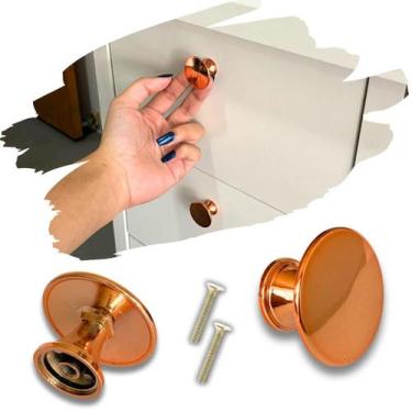 Imagem de Kit 8 Puxador P/ Gaveta E Armário Redondo Em Metal / Premium - Compras