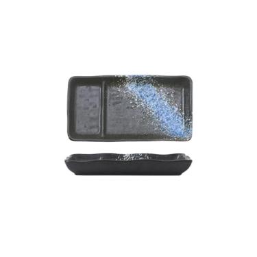 Imagem de Estilo japonês casa retrô simples moldura quadrada cerâmica requintada prato de lanche cor colorida (prato de peixe de neve de 18 cm)