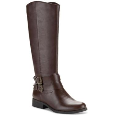 Imagem de Style & Co. Botas femininas MaliaWC de couro sintético com fivela no meio da panturrilha, Marrom liso, 38