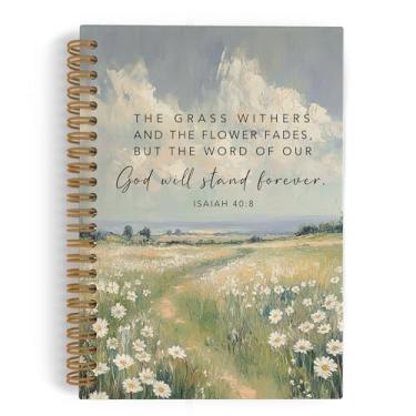 Imagem de QLMX Caderno espiral Christian Isaiah 40:8, diário bíblico inspirador, cadernos de fé religiosa para trabalho escolar, material de escritório de oração, presentes para mulheres, 14 x 21 cm