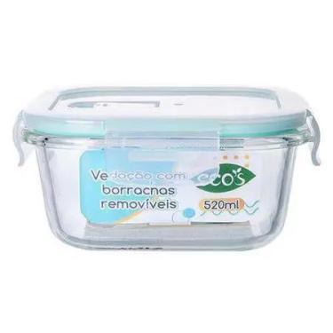 Imagem de Pote Vidro Hermético Trava Quadrado 520ml Marmita Sobremesa