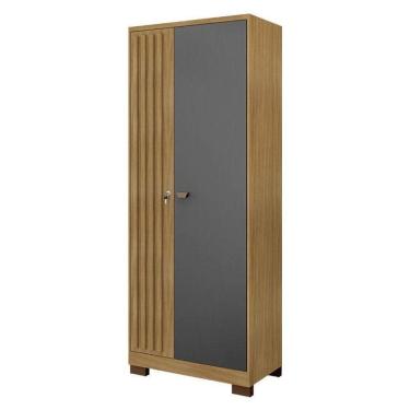 Imagem de Armário Multiuso Versatile 2 Portas Com Chave Carvalho Americano Grafite - Incorplac