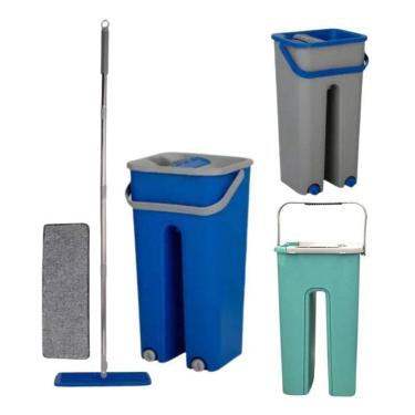 Imagem de Rodo Flat Par Limpeza Mop E Balde Lava E Seca Com 2 Refil