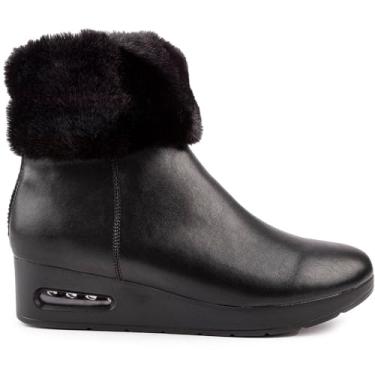 Imagem de DKNY Bota feminina de cano curto com salto anabela, Nappa PU Abri preto, 7.5