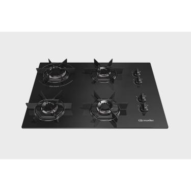 Imagem de Fogão Cooktop Elétrico Bivolt 4 Bocas á Gás MCG4BB Grade em Aço Mesa em Vidro Mueller Preto